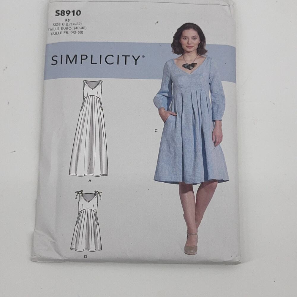 Simplicity 8910 S8910 Sewing Pattern Misses' Dress R5 Size 14-22
